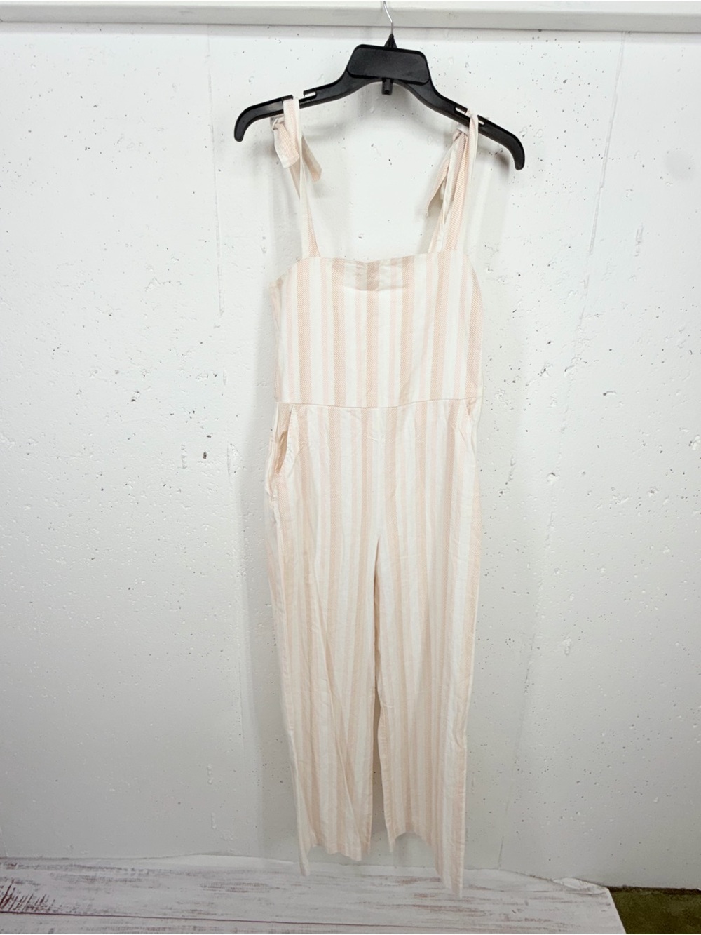 Naf Naf Blue Paris France Size Small Cream Rust Pink Cotton Overalls